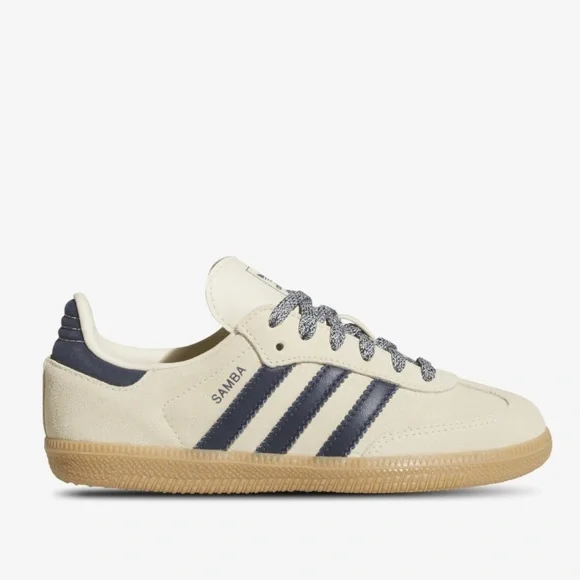 Adidas Originals Samba Kids’ Warm Vanilla/Night Indigo Gum (GS) Sneaker—K2 - Picture 3 of 14